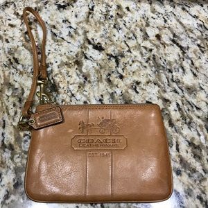 Tan Coach wristlet